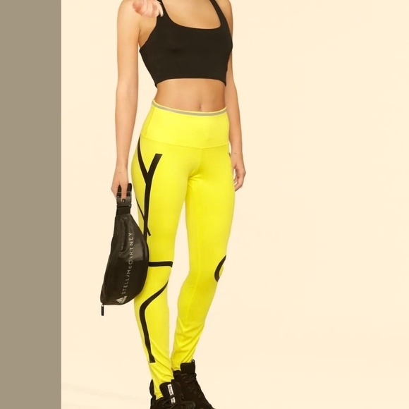 NWT adidas by Stella McCartney True Pace Neon Yellow Leggings S - Picture 1 of 9